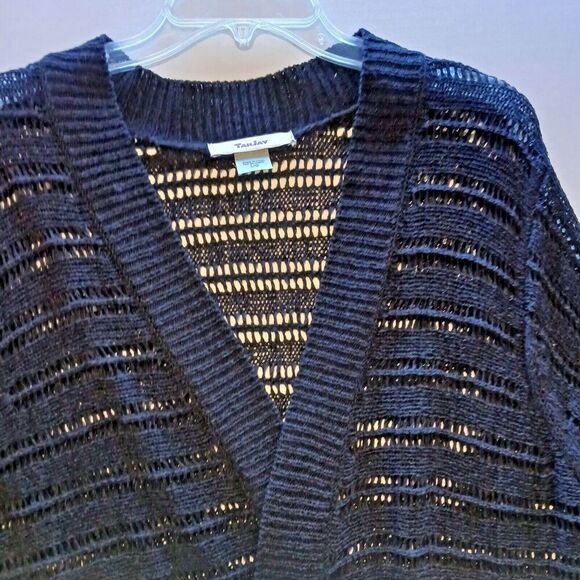 Nwt TanJay Large Black Y2K Cardigan, Very Boho Chic Retro 62% Acrylic, 38% Nylon - Picture 3 of 10